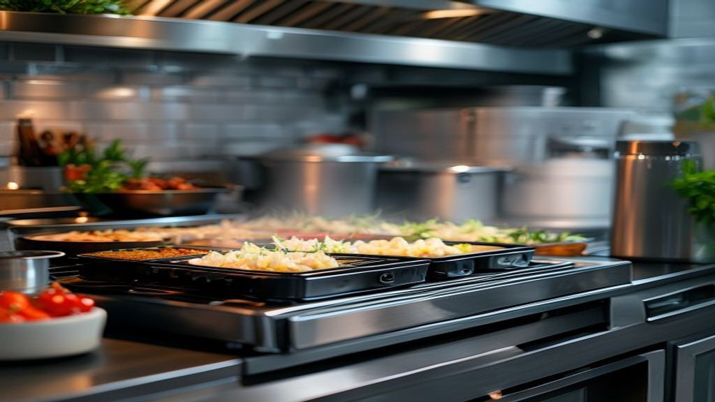 Kitchen manager checking temperature on a chef base cooler at close of service