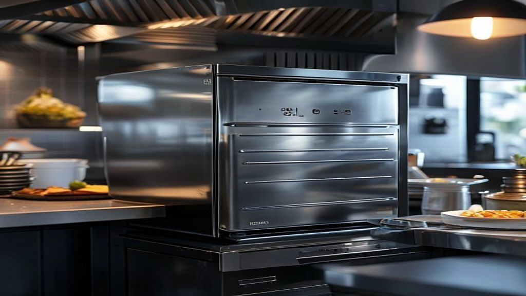Clean chef base refrigerator installed beneath a restaurant range in a busy kitchen
