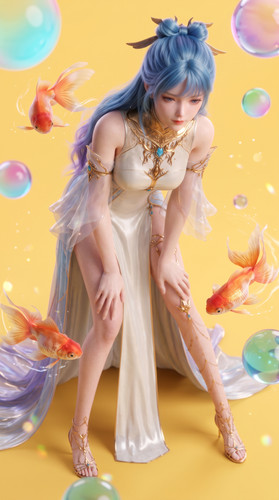 Woman floating with goldfish 2K 202607251608.jpg