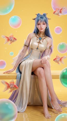 Woman in dress with goldfish 202607251608.jpg