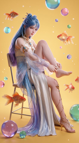Woman sitting in surreal studio 202607251608.jpg