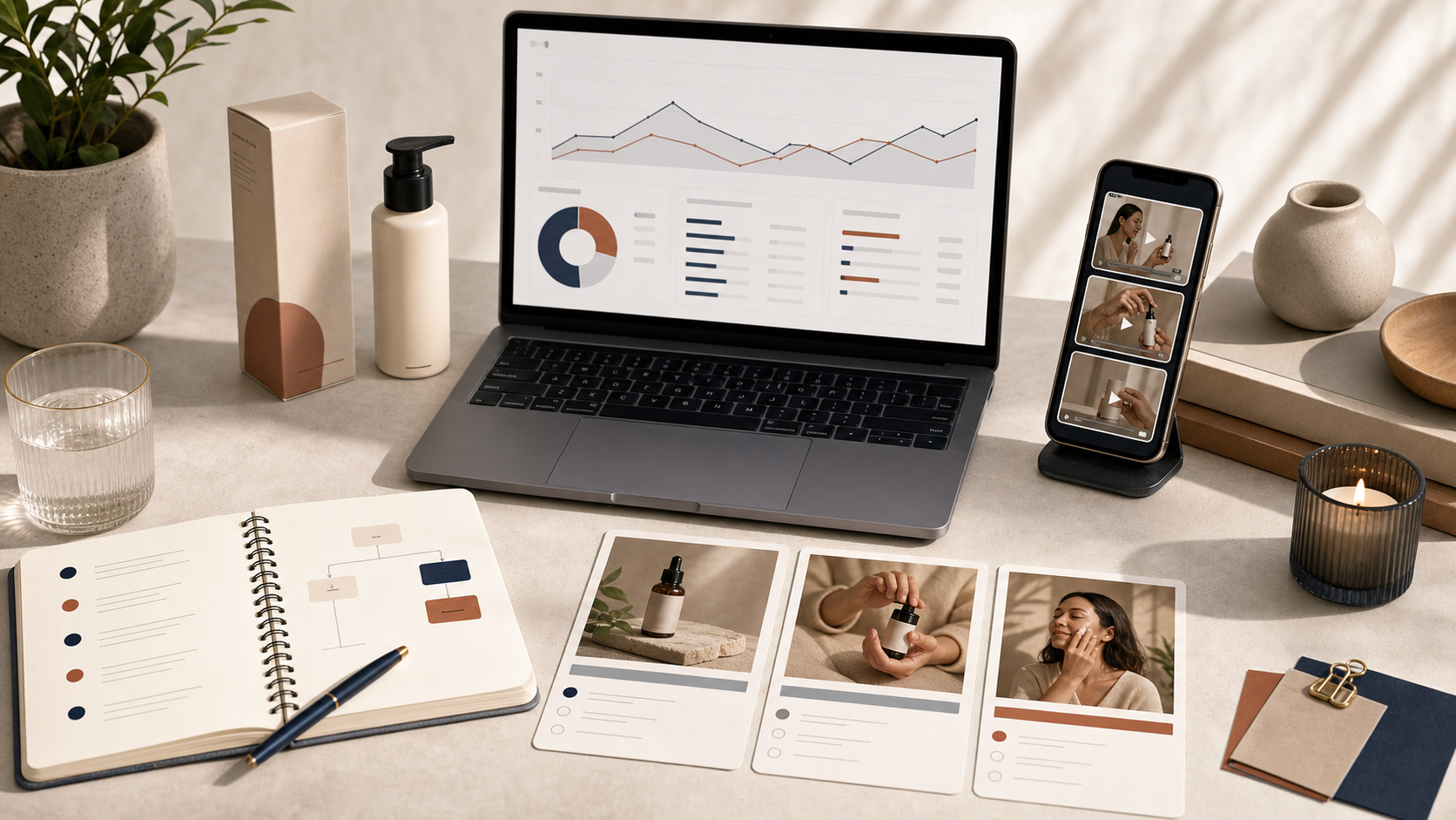 UGC studio setup with product and preview monitor