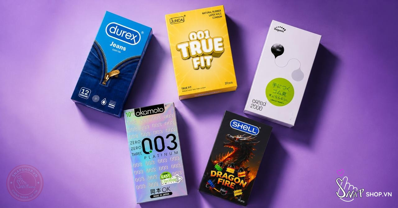 5 thương hiệu bao cao su phổ biến tại Snapshop - Juncai, Durex, Sagami, Okamoto, Shell