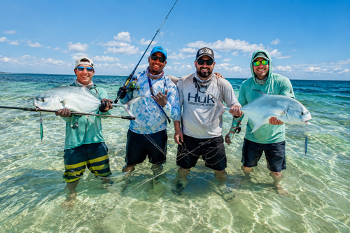 Fishing rods and trolling tackles on deck