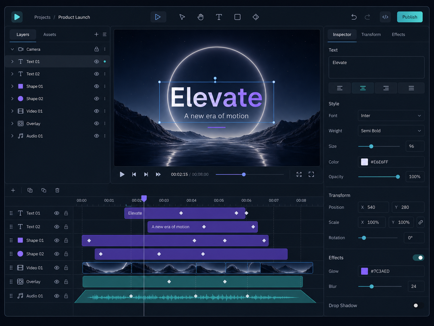 VideoFlow React video editor with multi-track timeline and inspector