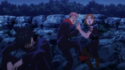 Yuji and Nobara happy to find Megumi alive %28Anime%29.webp