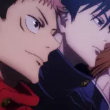 Yuji%2C Megumi%2C and Nobara head inside the barrier %28Anime%29