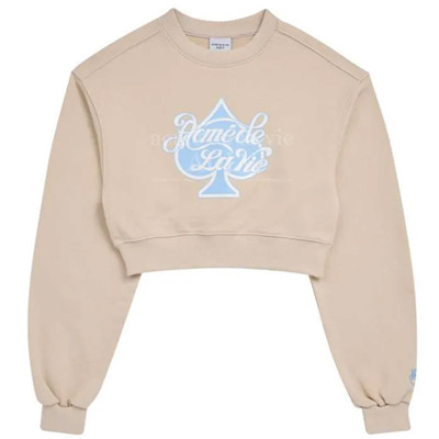 Adlv Sweatshirt Beige Crop Top Spade Script Logo Basic.jpg