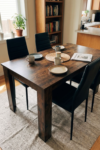 Rustic dining table and 4 chairs for everyday meals.png