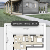 Cabin exterior with floor plan 202608011407 x4