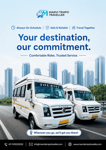 Always on Schedule Your Destination our Commitment Manvi Tempo Traveller.png