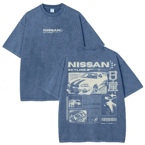 Jdm Sports Car Graphic Denim T shirt Skyline Men's Graphic Tees Streetwear.jpg