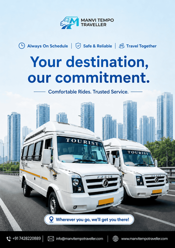Always on Schedule Your Destination our Commitment Manvi Tempo Traveller.png