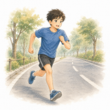 2. 走ります（はしります）［道を～］— berlari di jalan