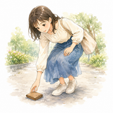 8. 拾います（ひろいます）— memungut