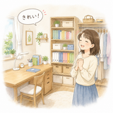 32. 片づきます（かたづきます）— menjadi rapi, selesai dibereskan