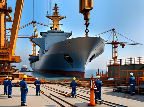 marry naval vessel construction with vast ocean scenery shipyard scene.jpg