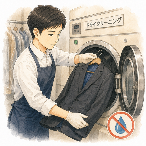 11. ドライクリーニング — dry cleaning, mencuci tanpa air.png