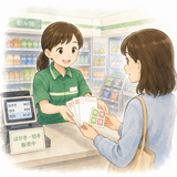 23. はがき・切手の販売（はがき・きってのはんばい）— penjualan kartu pos dan perangko