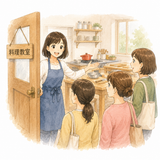 6. 開きます（ひらきます）［教室を～］— membuka atau mengadakan kelas