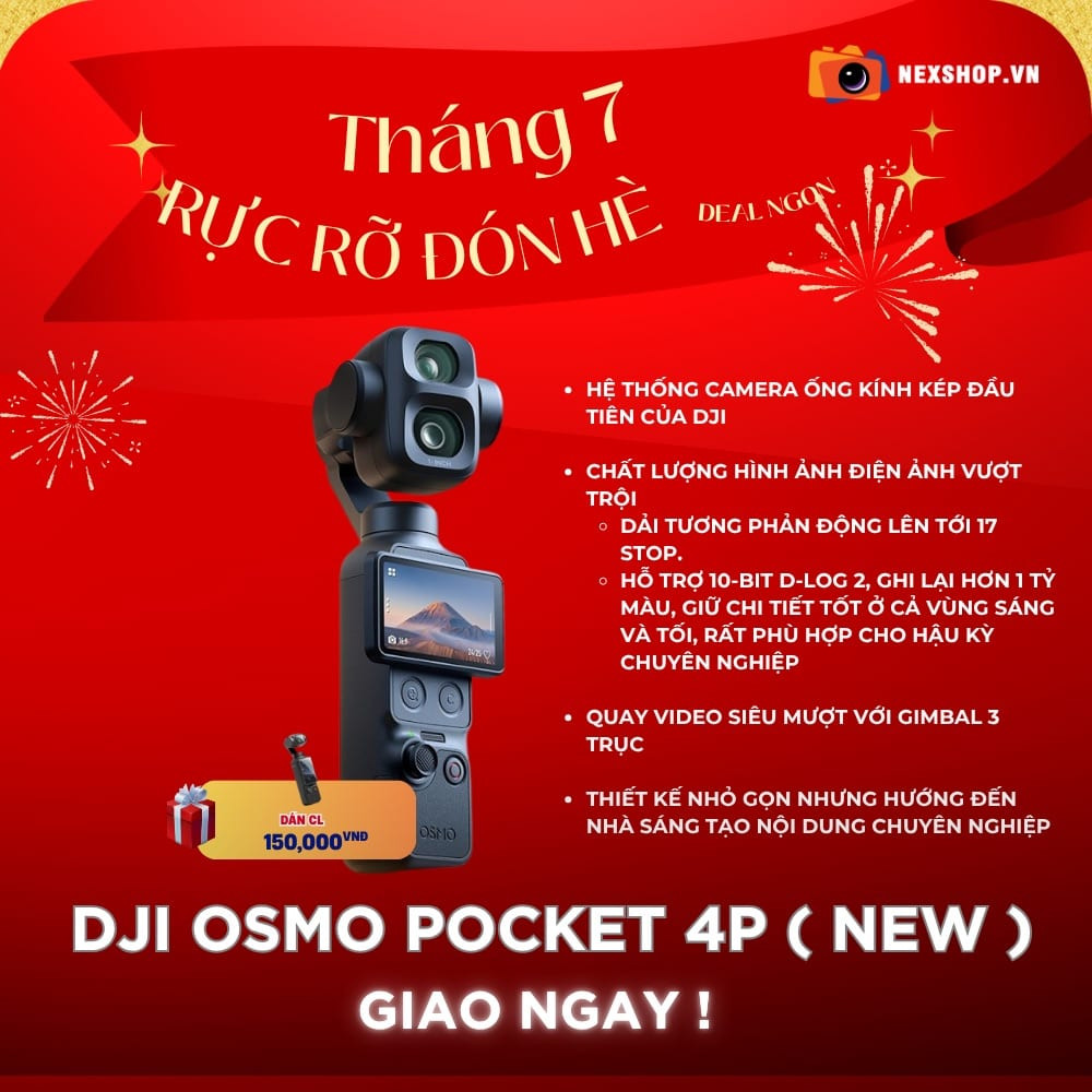 DJI Osmo Pocket 4P với hai ống kính, màn hình sáng