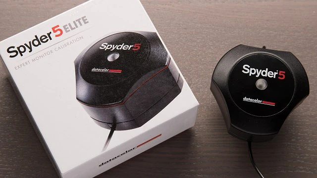 Datacolor's Spyder5Elite ready to calibrate a computer monitor's color.