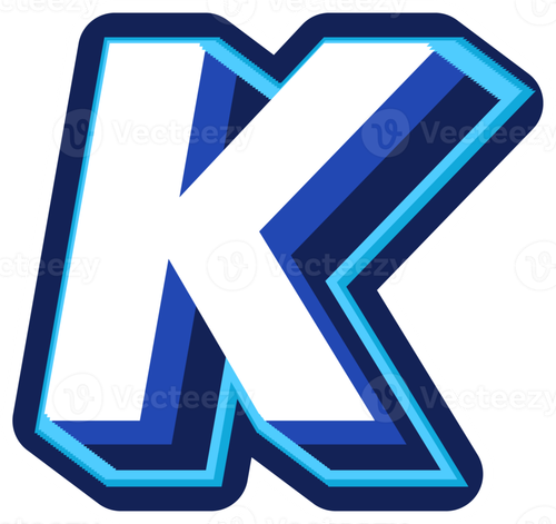 bold 3d blue uppercase letter k png.png