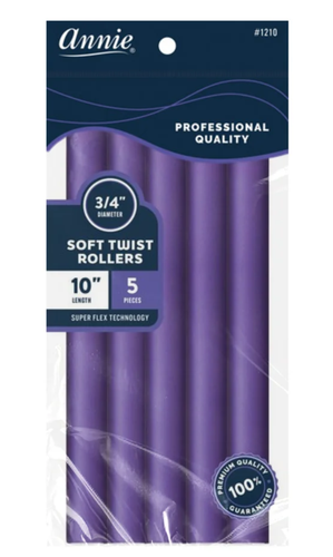 Annie Soft Twist Rollers 10%22 Length 3:4%22 Diameter Purple 5 Count #1210.png
