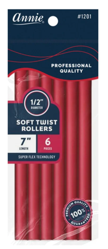 Annie Soft Twist Rollers 7%22 Length 1:2%22 Diameter Red 6 Count #1201.png