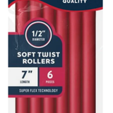 Annie Soft Twist Rollers 7%22 Length 1:2%22 Diameter Red 6 Count #1201