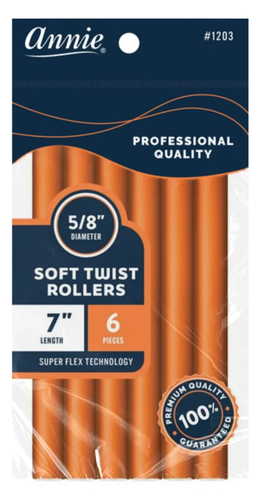 Annie Soft Twist Rollers 7%22 Length 5:8%22 Diameter Orange 6 Count #1203.png