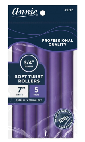 Annie Soft Twist Rollers 7%22 Length 3:4%22 Diameter Purple 5 Count #1205.png