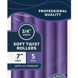 Annie Soft Twist Rollers 7%22 Length 3:4%22 Diameter Purple 5 Count #1205