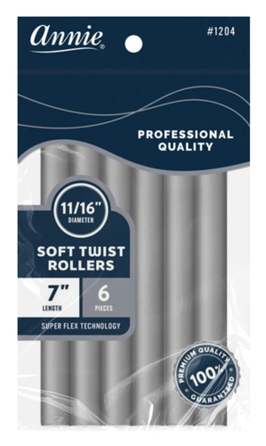 Annie Soft Twist Rollers 7%22 Length 11:16%22 Diameter Gray 6 Count #1204.png