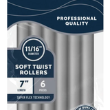 Annie Soft Twist Rollers 7%22 Length 11:16%22 Diameter Gray 6 Count #1204
