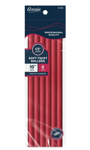 Annie Soft Twist Rollers 10%22 Length 1:2%22 Diameter Red 6 Count #1206.png
