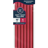 Annie Soft Twist Rollers 10%22 Length 1:2%22 Diameter Red 6 Count #1206