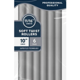 Annie Soft Twist Rollers 10%22 Length 11:16%22 Diameter Gray 6 Count #1209