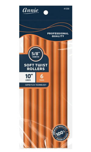 Annie Soft Twist Rollers 10%22 Length 5:8%22 Diameter Orange 6 Count #1208.png