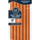 Annie Soft Twist Rollers 10%22 Length 5:8%22 Diameter Orange 6 Count #1208