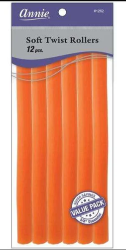 Annie Soft Twist Rollers 10%22 Length 5:8%22 Diameter Orange 12 Count #1262.png