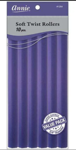 Annie Soft Twist Rollers 10%22 Length 3:4%22 Diameter Purple 10 Count #1264.png