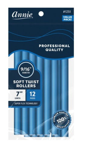 Annie Soft Twist Rollers 7%22 Length 9:16%22 Diameter Blue 12 Count #1251.png