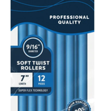 Annie Soft Twist Rollers 7%22 Length 9:16%22 Diameter Blue 12 Count #1251