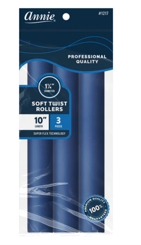 Annie Soft Twist Rollers 10%22 Length 1 1:4%22 Diameter Blue 3 Count #1217.png