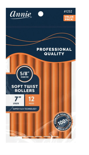 Annie Soft Twist Rollers 7%22 Length 5:8%22 Diameter Orange 12 Count #1252.png