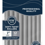 Annie Soft Twist Rollers 7%22 Length 11:16%22 Diameter Gray 12 Count #1253