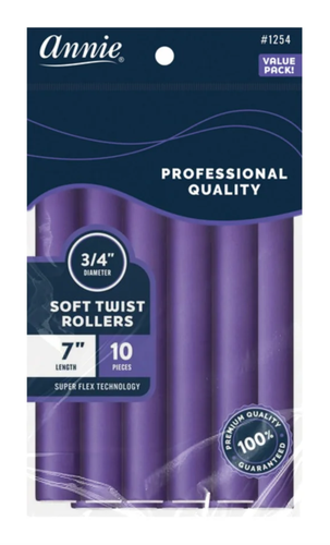 Annie Soft Twist Rollers 7%22 Length 3:4%22 Diameter Purple 10 Count #1254.png