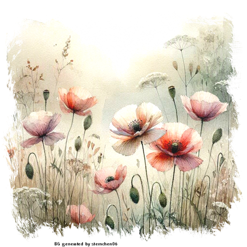 erstelle ein Aquarellbild mit wilden Mohnblumen in pastell t (2)