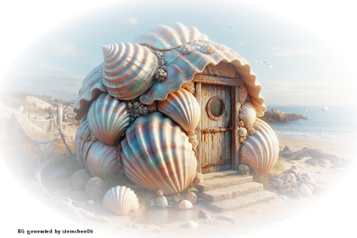ein muschelhaus am strand (1)
